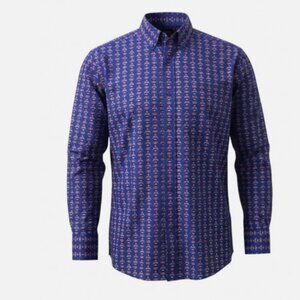 Ariat Western Shirt Mens Large Blue Native Aztec Thunderbird Print Button Up